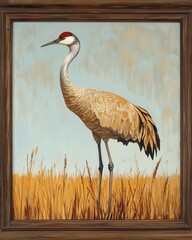 Poster - its elegant frame, creates a striking visual against the parched grasses of the dry grassland under the open sky