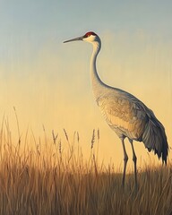 Poster - its elegant frame, creates a striking visual against the parched grasses of the dry grassland under the open sky