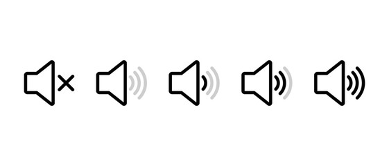 Fototapete - Sound volume level outline icon. Audio speaker sign symbol