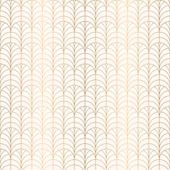 Wall Mural - luxury art deco arc seamless pattern background with gold circle lines on beige shade background, ve