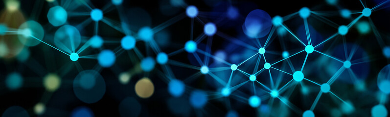 Leinwandbilder - Network connecting points with digital lines creating futuristic structure