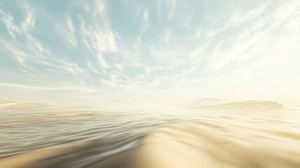 Wall Mural - Calm Ocean Horizon Under Soft Clouds and Gentle Waves at Dusk
