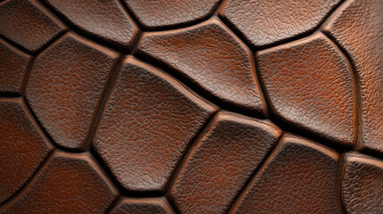 Aufkleber - Brown leather surface forming a textured pattern with irregular shapes