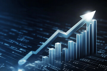 Poster - Growing bar graph showing increasing profits on digital background