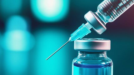 Poster - Syringe extracting vaccine from a vial with blurred background