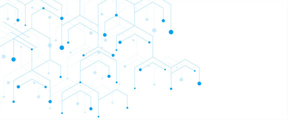 Fototapete - Vector abstract background the dots and lines geometric blue hexagons pattern with simple hexagonal elements.