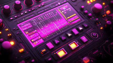 Poster - Futuristic music studio control panel