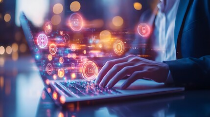 digital transformation: laptop user interface - digital transformation