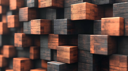 Wall Mural - Wooden cube wall texture background