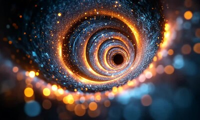 Wall Mural - Abstract representation of a swirling vortex with glowing particles in a cosmic background