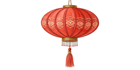 Elegant Chinese Red Lantern Isolated for Festive Decor and Celebrations