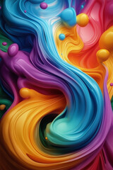 Poster - Colorful swirls of liquid paint creating abstract shapes