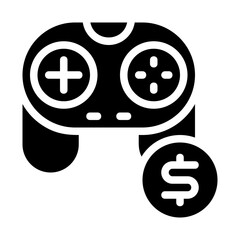 Wall Mural - Game Controller with dollar Solid Icon