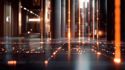Poster - Dynamic data flow visualization in futuristic environment digital art abstract perspective