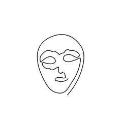 Wall Mural - continuous line carnival mask