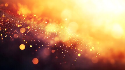 Fototapete - Golden Sparkling Abstract Background With Glowing Bokeh Lights : Generative AI