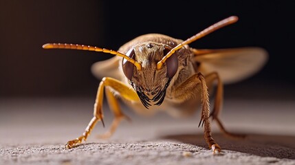 Poster - Macro photography of a wasp showcasing detailed features against a blurred background : Generative AI