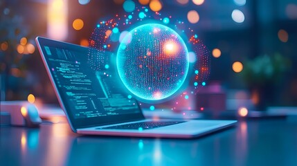 global network data, digital sphere, code - futuristic technology