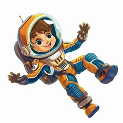 Wall Mural - happy cartoon astronaut boy in space suit