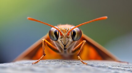 Aufkleber - CloseUp of Orange Butterfly with Patterned Wings and Intense Eyes : Generative AI