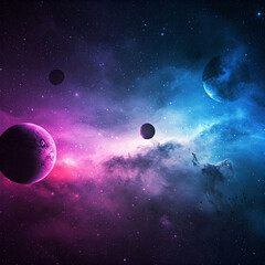 Wall Mural - planet in dark space. Abstract planets and space background.
