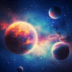 Wall Mural - planet in dark space. Abstract planets and space background.