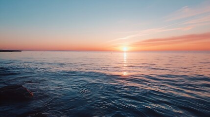 Poster - Serene Ocean Sunset with Vibrant Colors and Calm Waters Creating a Tranquil Atmosphere : Generative AI