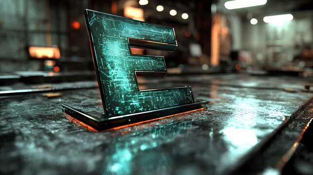 Futuristic Letter E: Cyberpunk Digital Alphabetic