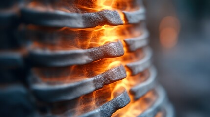 Poster - Fiery Stone Structure: A Close-Up of Glowing Stone Layers