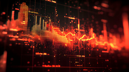 Poster - Red Stock Market Crash Data Screen