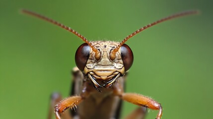 Poster - Detailed CloseUp of Inquisitive Praying Mantis in a Green Natural Environment : Generative AI