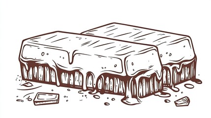 Poster - Simple outline vector of a dripping chocolate bar, designed for kids' coloring activity worksheet.