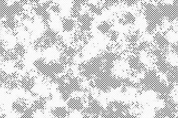 Poster - Black and White Dots, Halftone effect. Gradient. Abstract Halftone Grunge Background.
