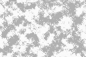 Poster - Black and White Dots, Halftone effect. Gradient. Abstract Halftone Grunge Background.
