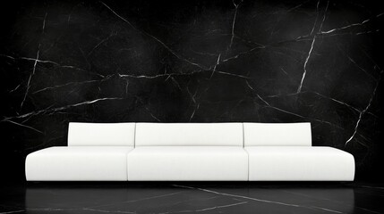 Poster - Modern White Sofa Against Black Marble Wall