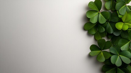 Wall Mural - Four Leaf Clovers on Grey Background