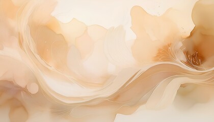 Aufkleber - Beige abstract watercolor background with waves.