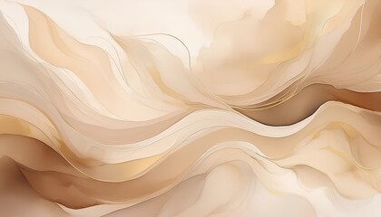 Aufkleber - Beige abstract watercolor background with waves.