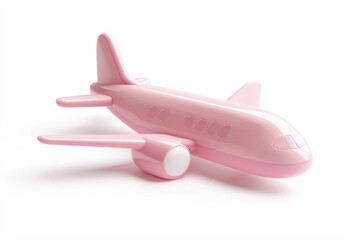 Wall Mural - A cute cartoon airplane icon, a 3D rendering of the plane on a white background, in an isometric view, smooth and shiny