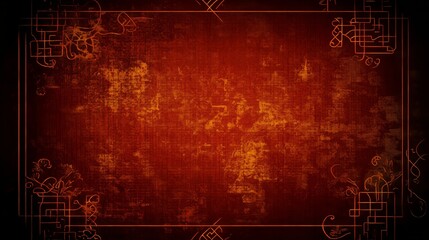 Poster - Ornate Red Background with Golden Asian Design Elements