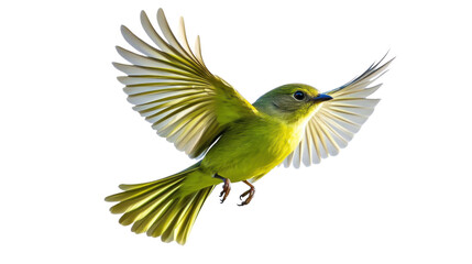 Fototapete - Yellow bird flying with open wings on transparent background