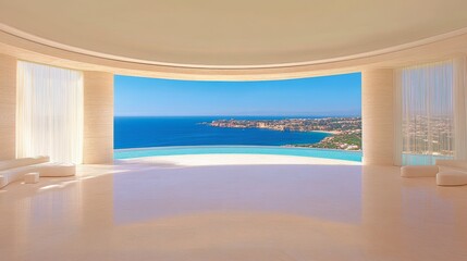 Canvas Print - Panoramic Ocean View Luxury Home Interior Design