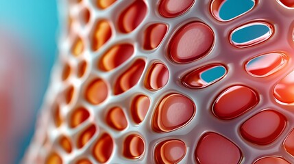 Poster - Abstract Red and White Organic Lattice Structure Close Up