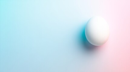 Poster - Pastel Background with Single White Egg Minimalist Design