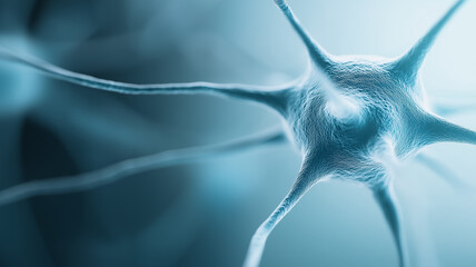 Poster - Microscopic Marvel: A detailed, intricate depiction of a neuron, the fundamental building block of the nervous system, captured in stunning microscopic detail.