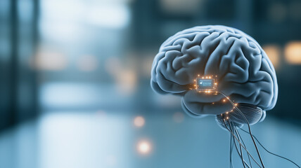 Poster - Illuminated Brain: A detailed 3D rendering of a human brain, with glowing neural pathways illuminating its intricate structure.  The image evokes concepts of intelligence, consciousness.