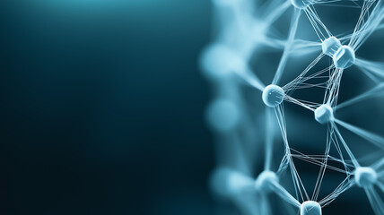 Poster - abstract network structure: an abstract representation of interconnected nodes and lines, with a fut