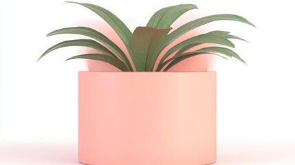 Poster - Pastel Pink Potted Plant Minimalist Still Life