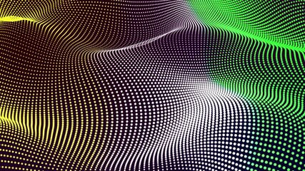 Poster - Abstract and technology dots wave background. Abstract background of technological wave made of particles. Technology futuristic digital wave purple color