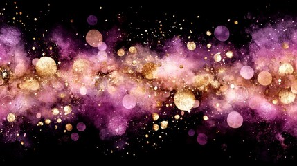 Poster - Pink Gold Galaxy Watercolor Sparkle Background